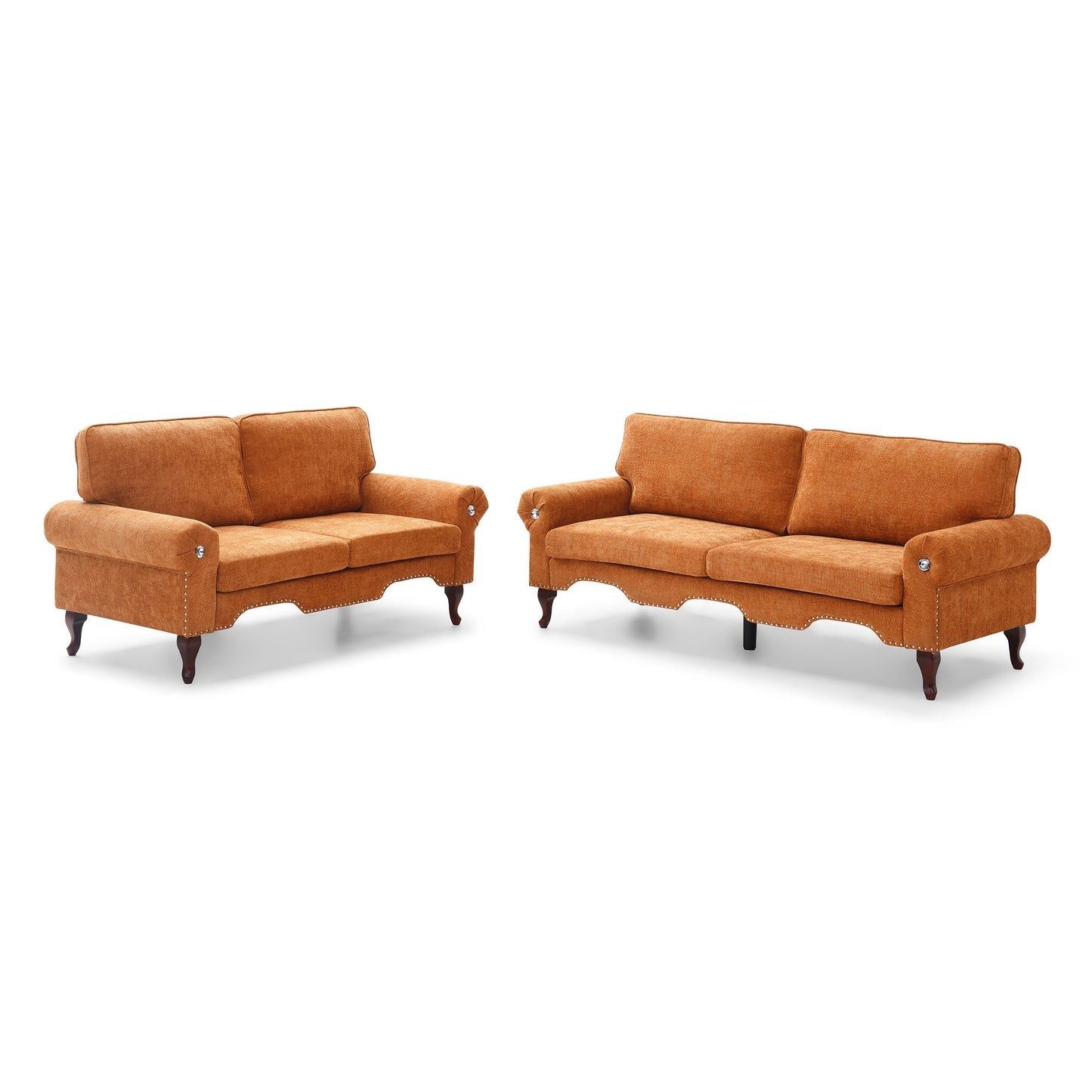 2 Piece Sofa Set with Movable Pillows, 5 Seat, Upholstered Sofa Orange Streamdale Furniture