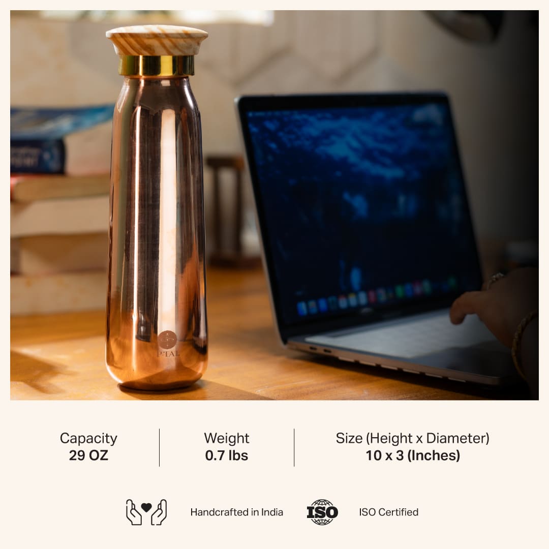 Copper Bottle, 100% Leakproof Copper Water Bottle Powered by People