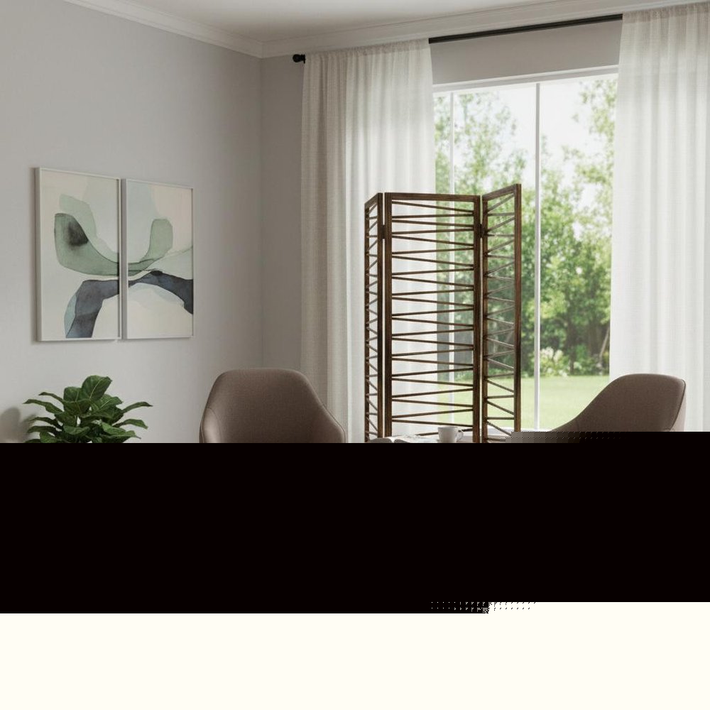 Rustic Geo Design Wood Three Panel Room Divider Screen