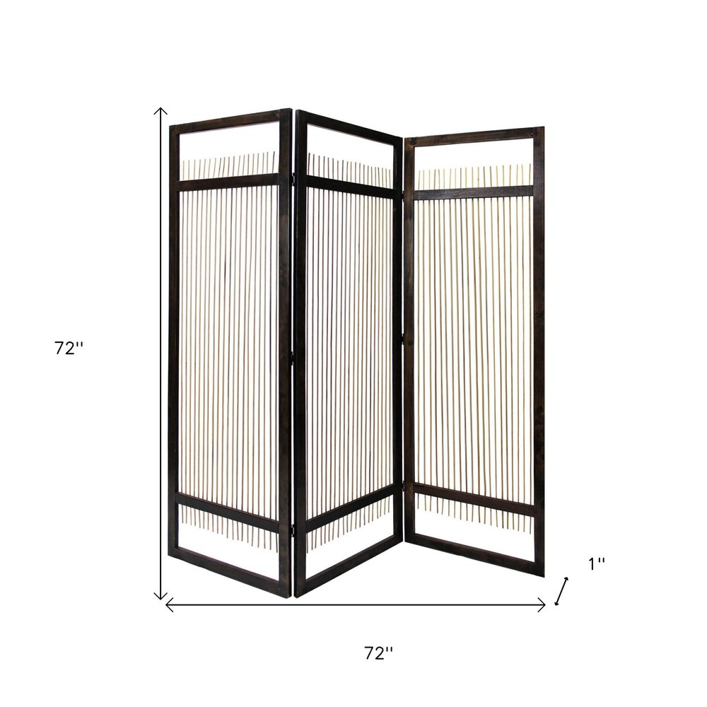 Light and Dark Rattan Three Panel Room Divider Screen HomeRoots