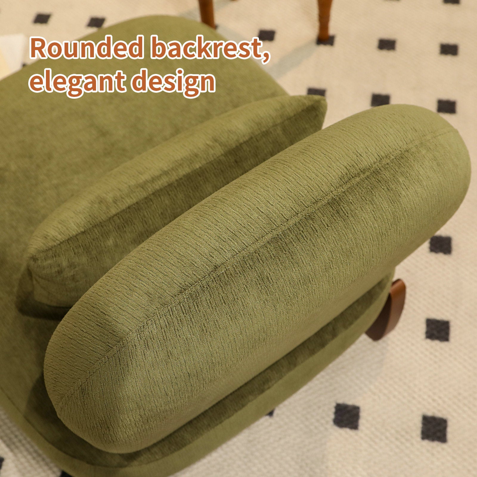Modern Green Velvet Armless Accent Chair with Solid Wood Legs - Fluent Trends