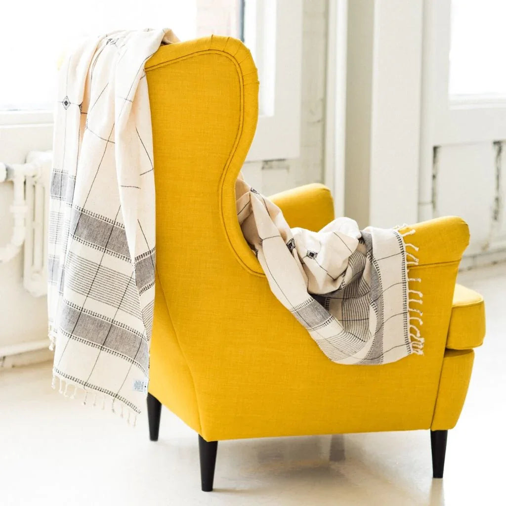 Mool Handwoven Artisanal King Size Organic Cotton Bedspread In Black & Off White - Fluent Trends