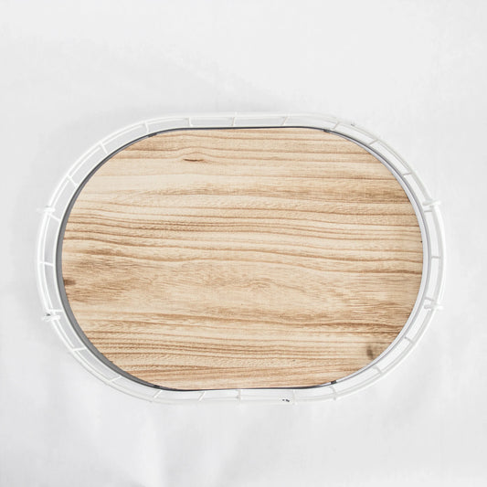 449 - Oval Metal & Wood Tray - Fluent Trends