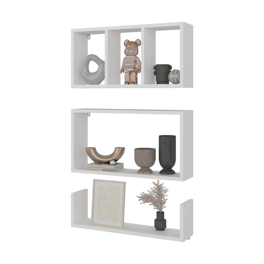 Modern Wall Mounted Floating Shelves, Set of 3 Rectangular Display Racks - Fluent Trends