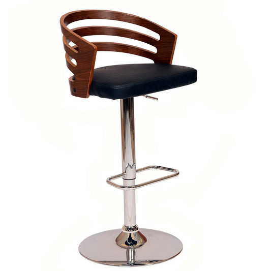 Aurelius 25" Onyx & Chrome Adjustable Swivel Counter Stool
