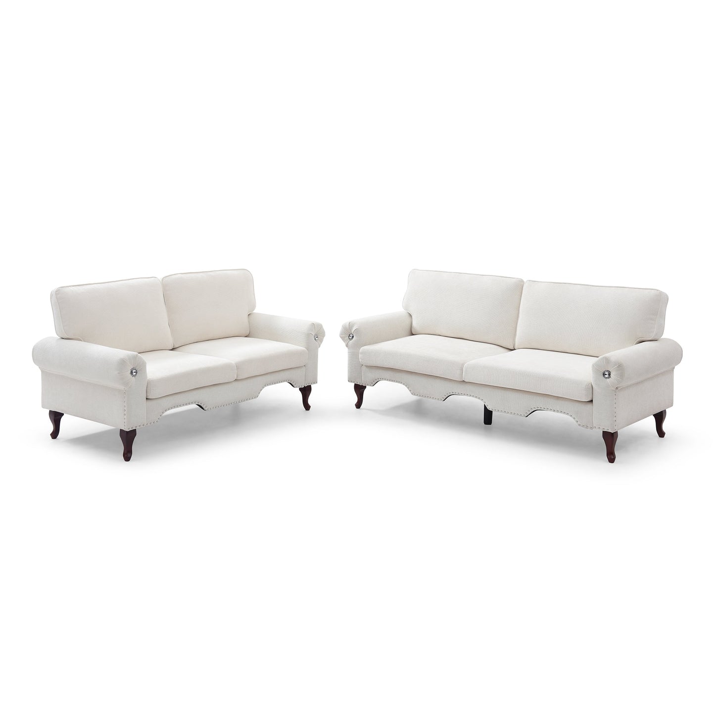 2 Piece Sofa Set with Movable Pillows, 5 Seat, Upholstered Sofa, Beige Streamdale Furniture