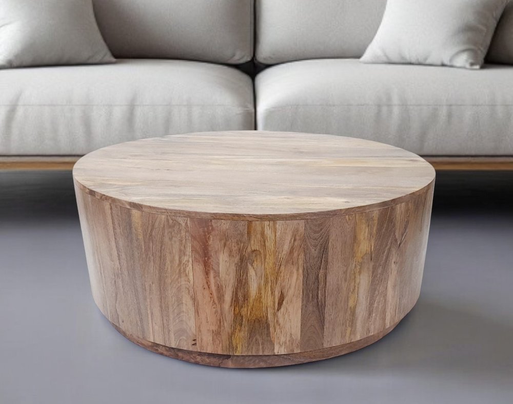 42" Natural Solid Wood Round Coffee Table HomeRoots
