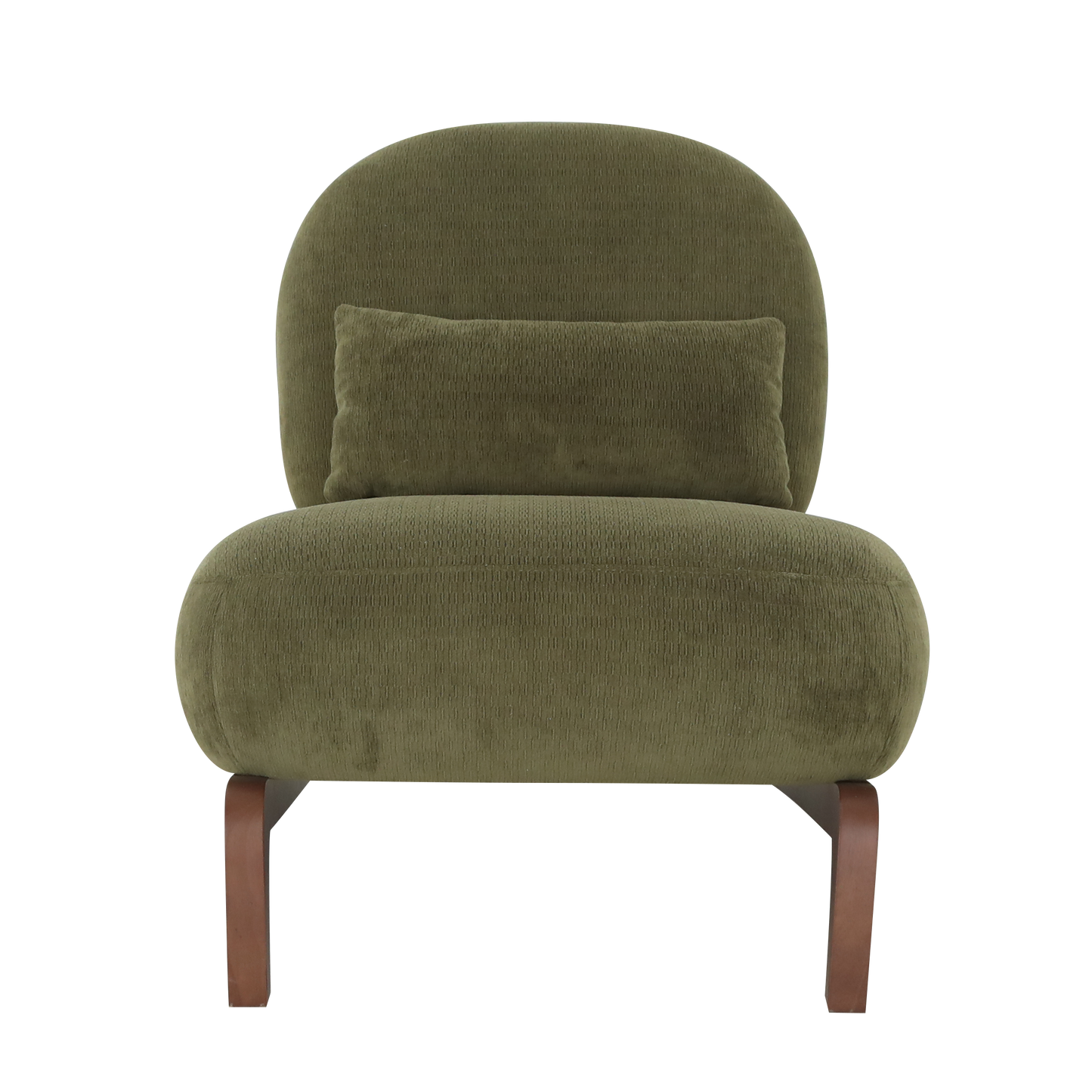Modern Green Velvet Armless Accent Chair with Solid Wood Legs - Fluent Trends