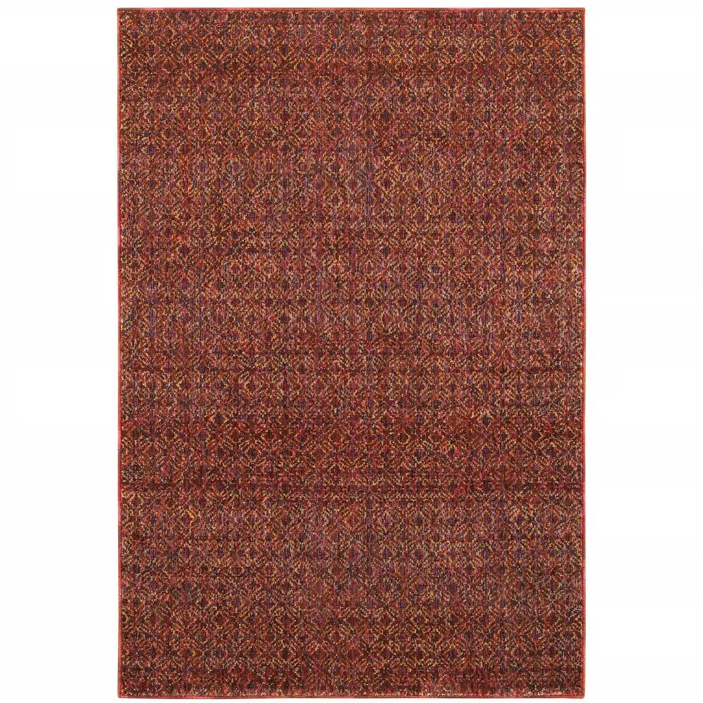 10' X 13' Red and Gold Geometric Power Loom Area Rug - Fluent Trends