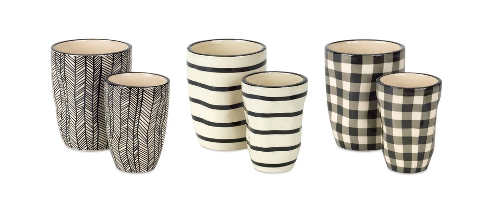 Beige Set of Six Dolomite 1.66234 ounce Round Pot Planter HomeRoots