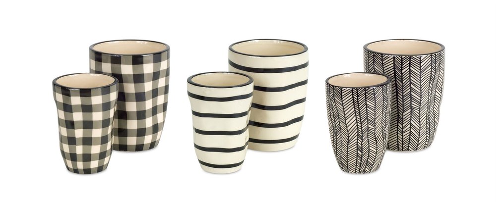 Beige Set of Six Dolomite 1.66234 ounce Round Pot Planter HomeRoots