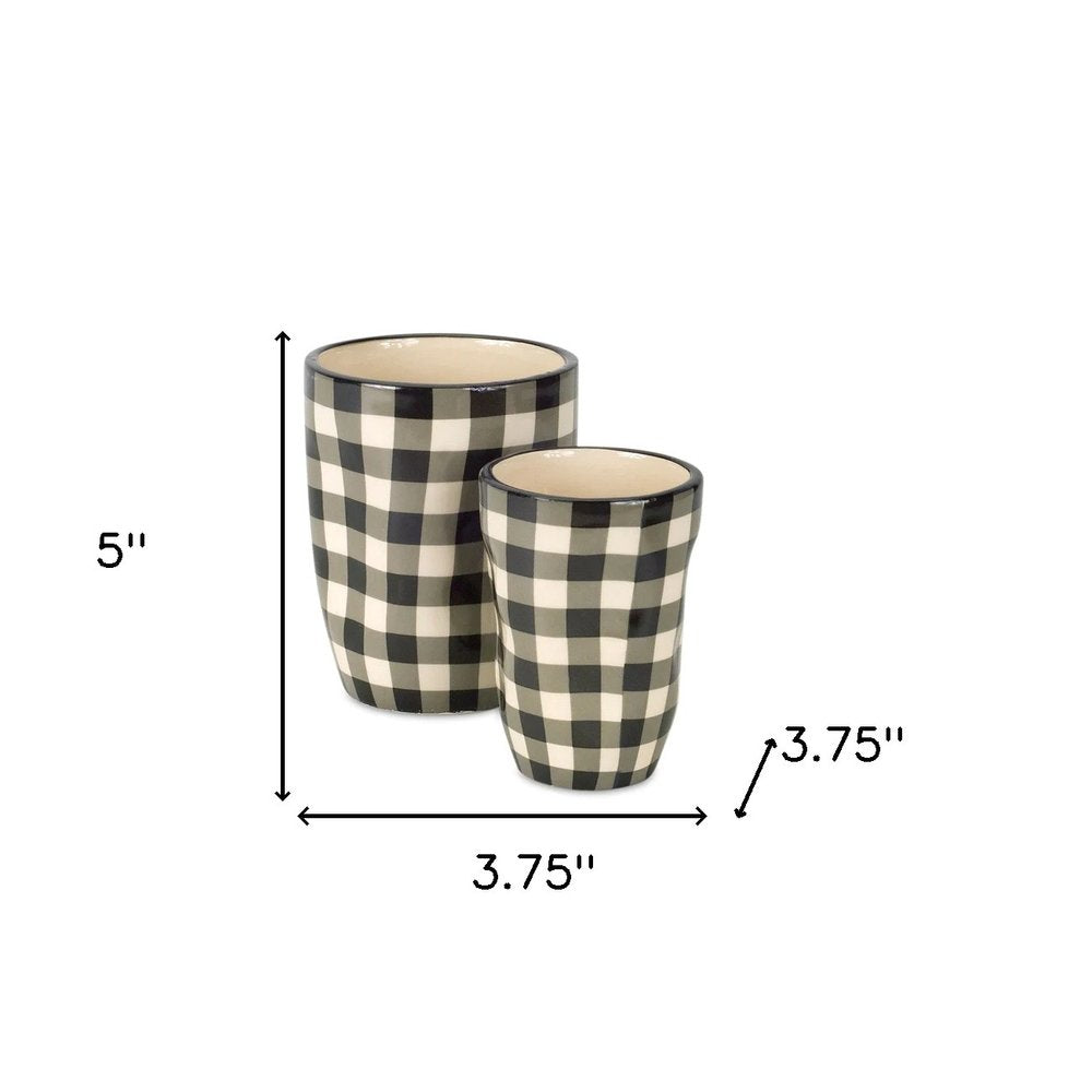 Beige Set of Six Dolomite 1.66234 ounce Round Pot Planter HomeRoots