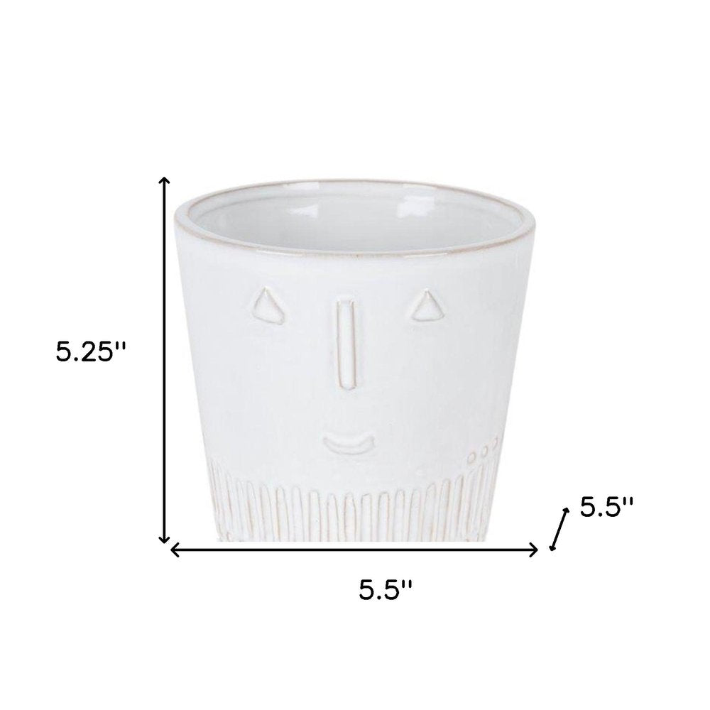 White Set of Two Porcelain 4.4329 ounce Round Pot Planter HomeRoots