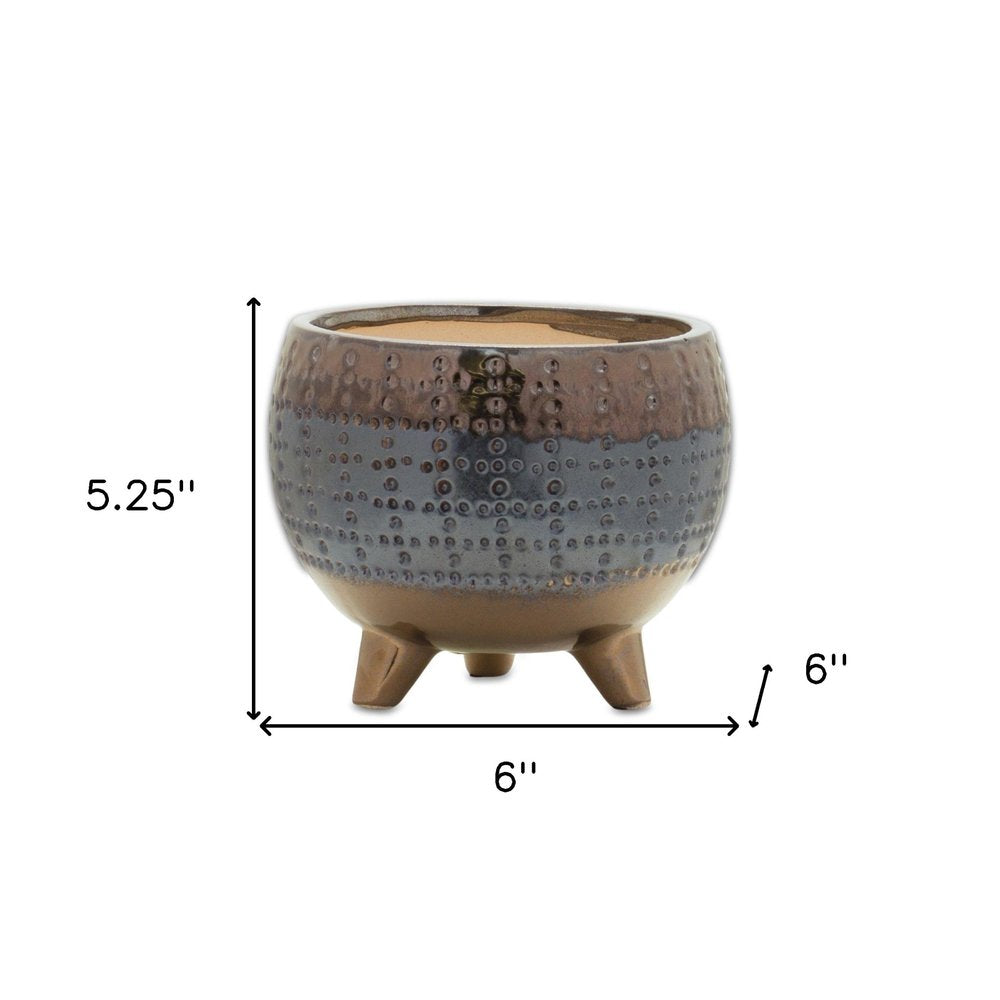 6" Blue Clay Round Pot Planter HomeRoots