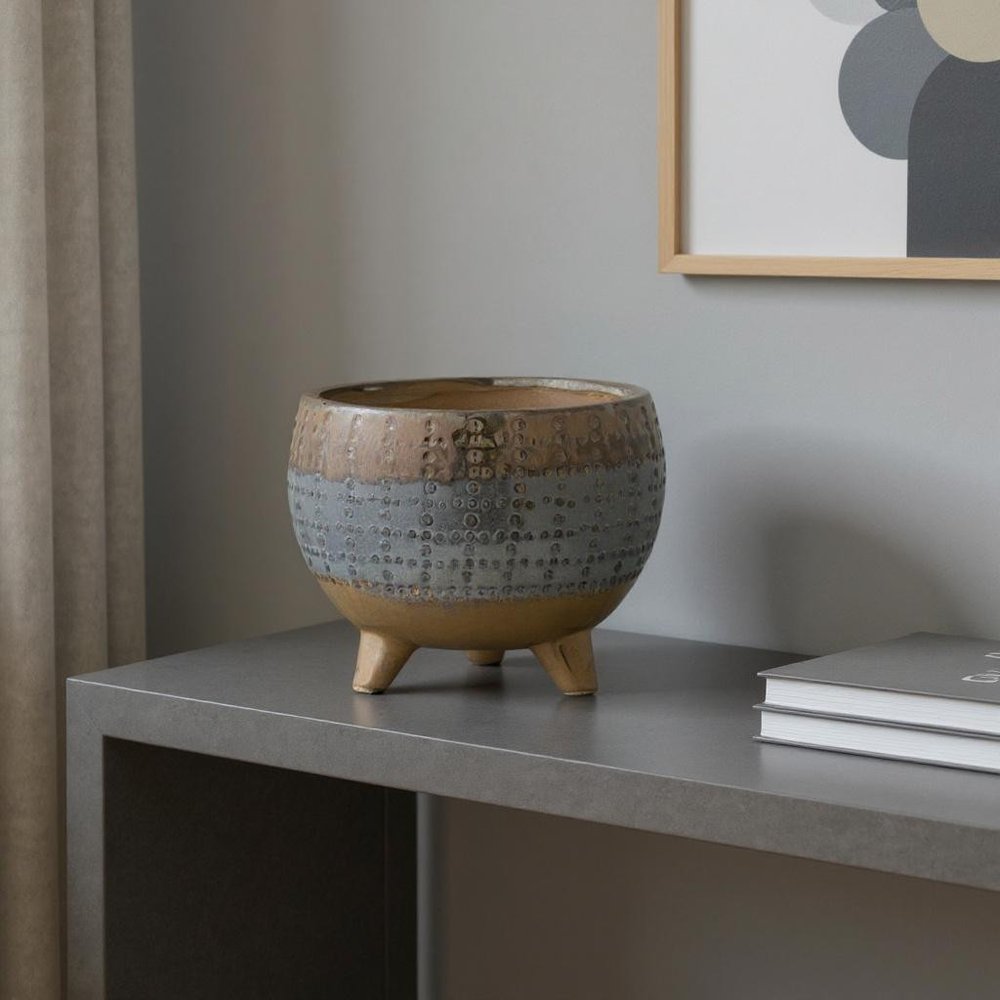 6" Blue Clay Round Pot Planter