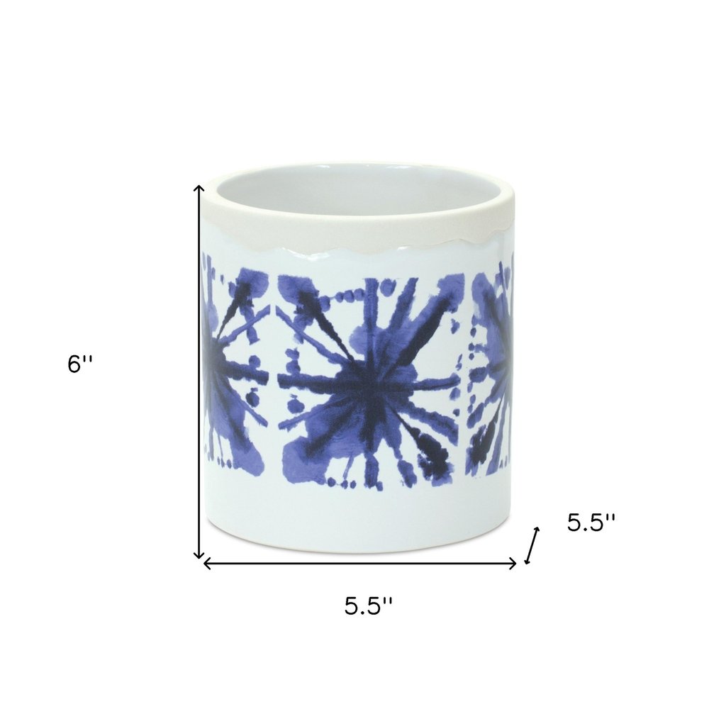 Set of Two 6" White Ceramic Round Pot Planter HomeRoots