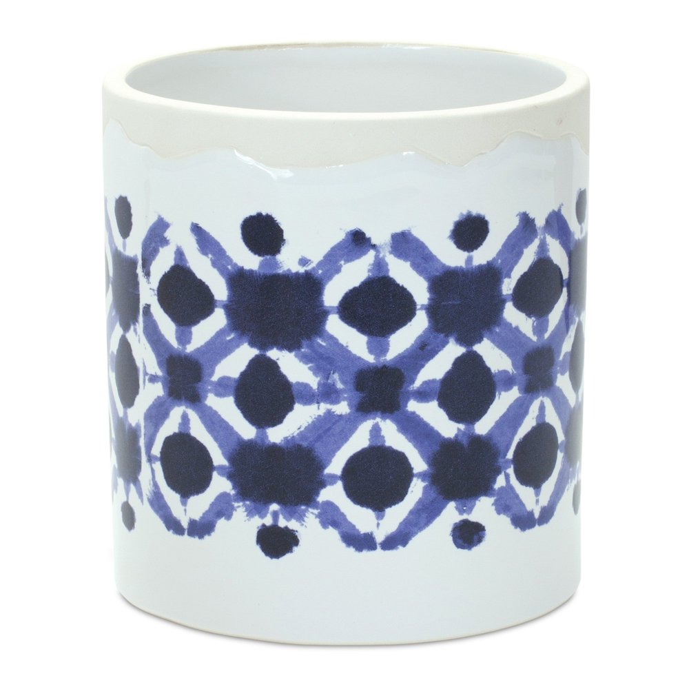 Set of Two 6" White Ceramic Round Pot Planter HomeRoots