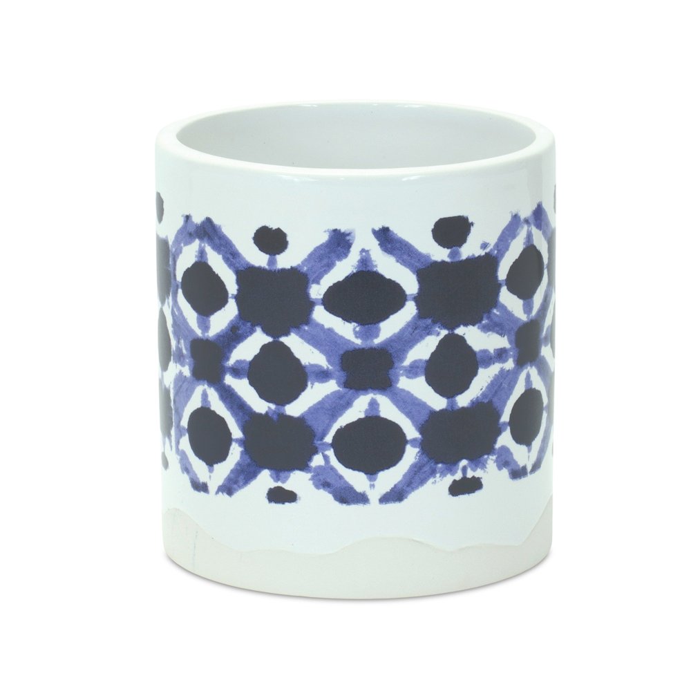 Set of Two 6" White Ceramic Round Pot Planter HomeRoots