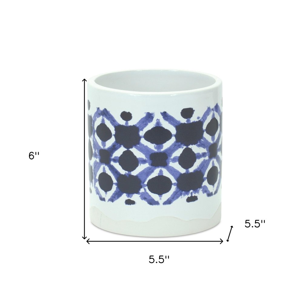 Set of Two 6" White Ceramic Round Pot Planter HomeRoots