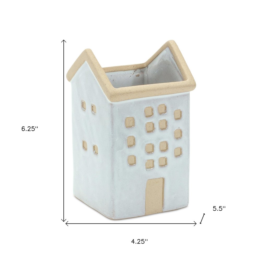 Set of Three White And Natural House Trio Pot Planters - Fluent Trends