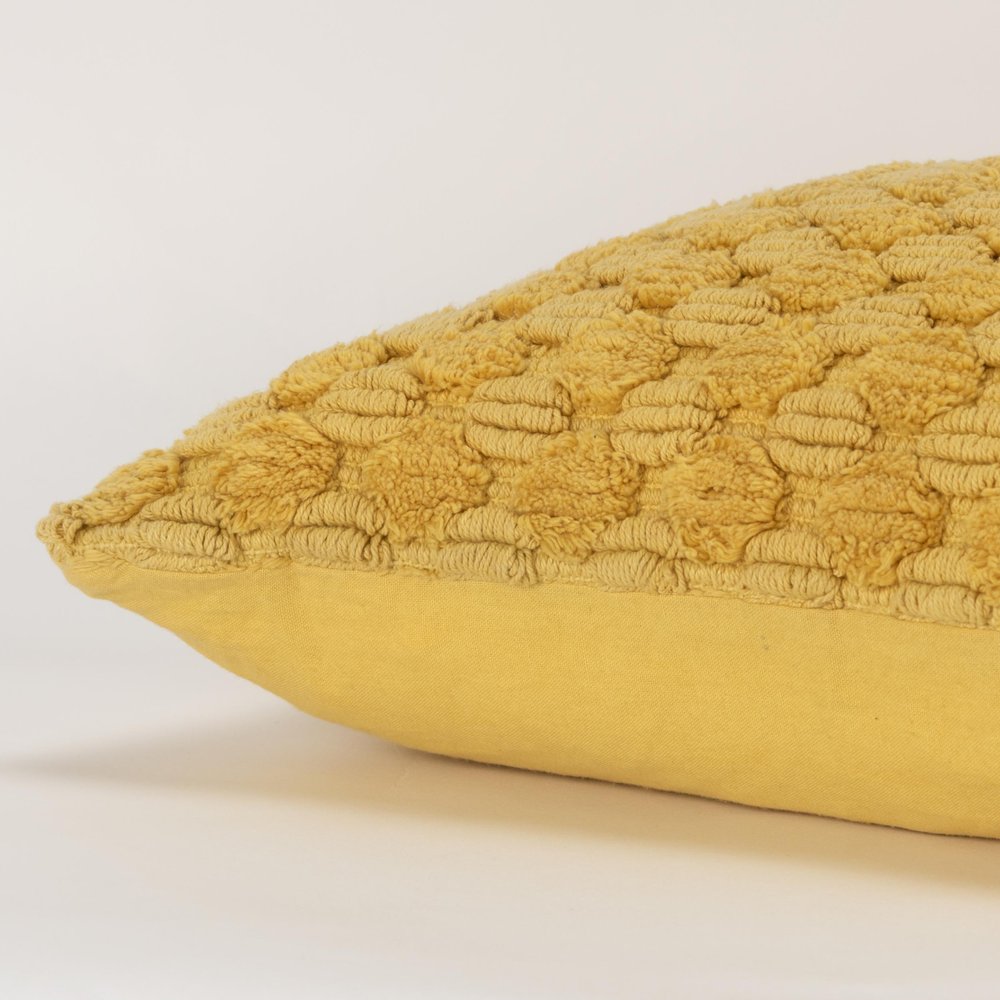 20" Yellow Cotton Throw Pillow With Texture HomeRoots