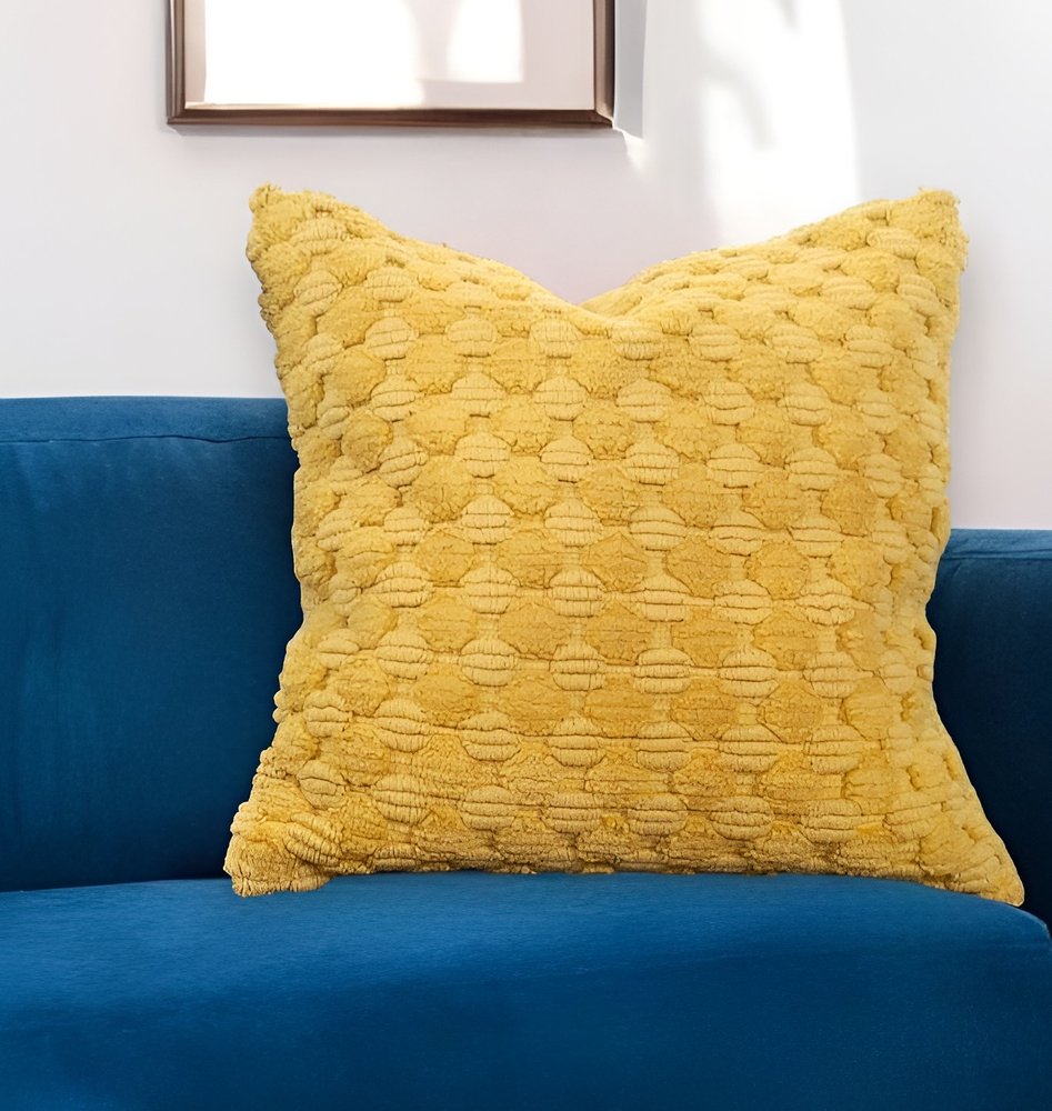 20" Yellow Cotton Throw Pillow With Texture HomeRoots