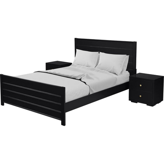 Black Solid Wood King Bedroom Set