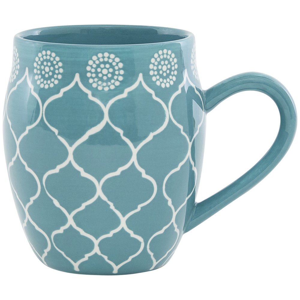 Turquoise Sixteen Piece Round Trellis Ceramic Service For Four Dinnerware Set - Fluent Trends