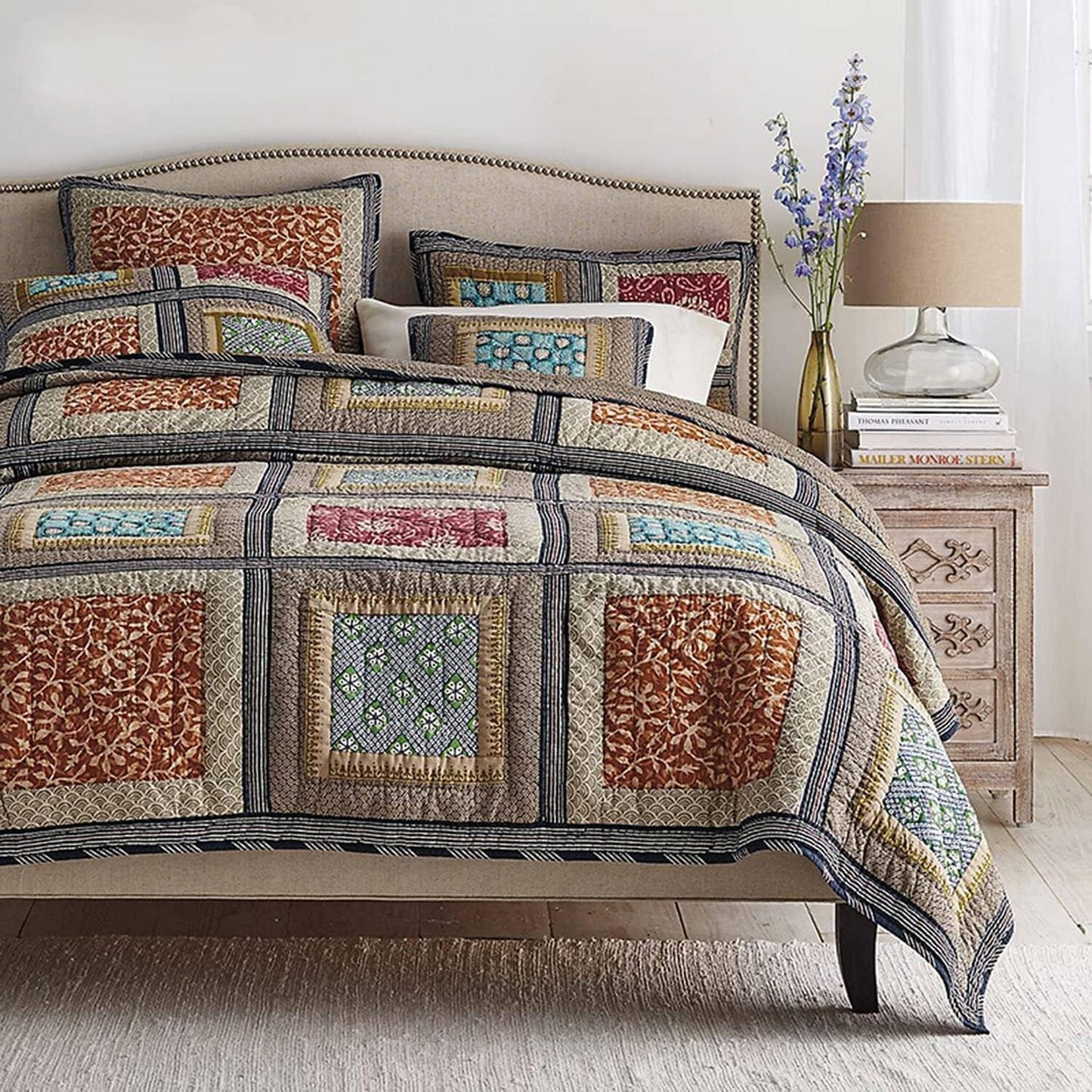 Dada Bedding Gallery of Roses Floral Bohemian Cotton Patchwork Bedspread Set (JHW-546) DaDalogy Bedding Collection