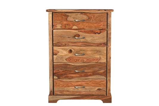 Solid Wood Live Edge Chest | Five-Drawer Sheesham Wood