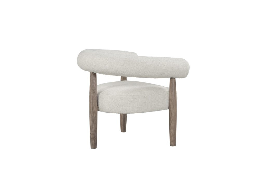 29" Off White and Ash Gray Fabric And Wood Arm Chair HomeRoots