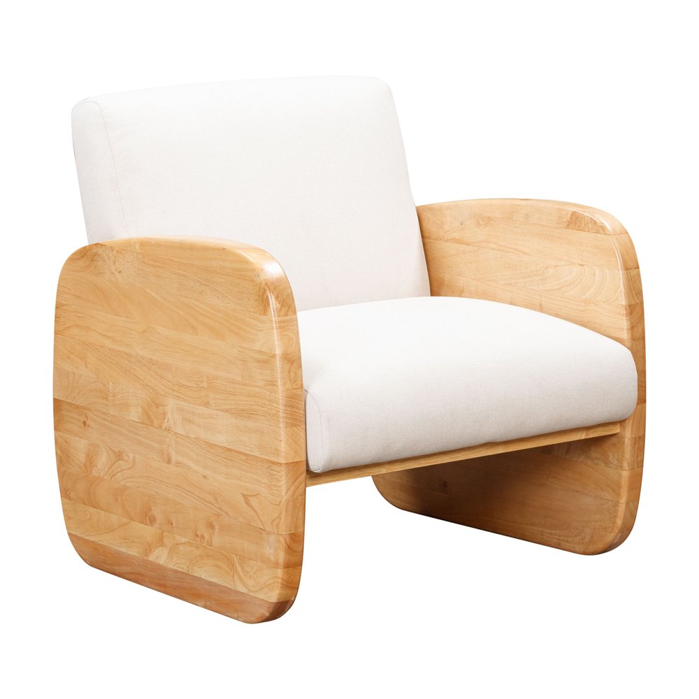 29" White And Natural Linen Arm Chair HomeRoots