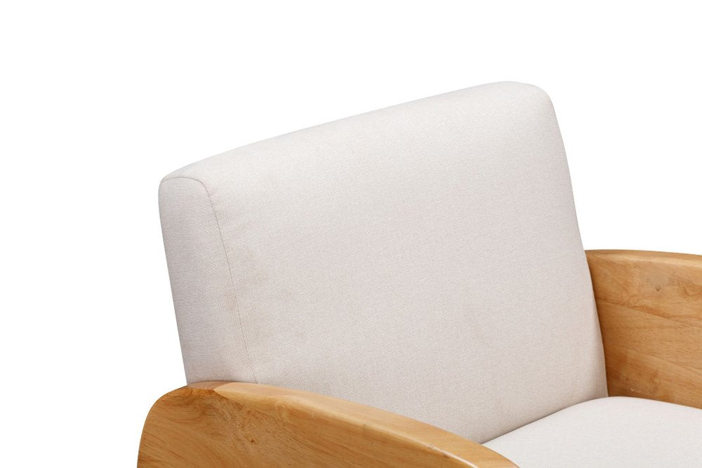 29" White And Natural Linen Arm Chair HomeRoots