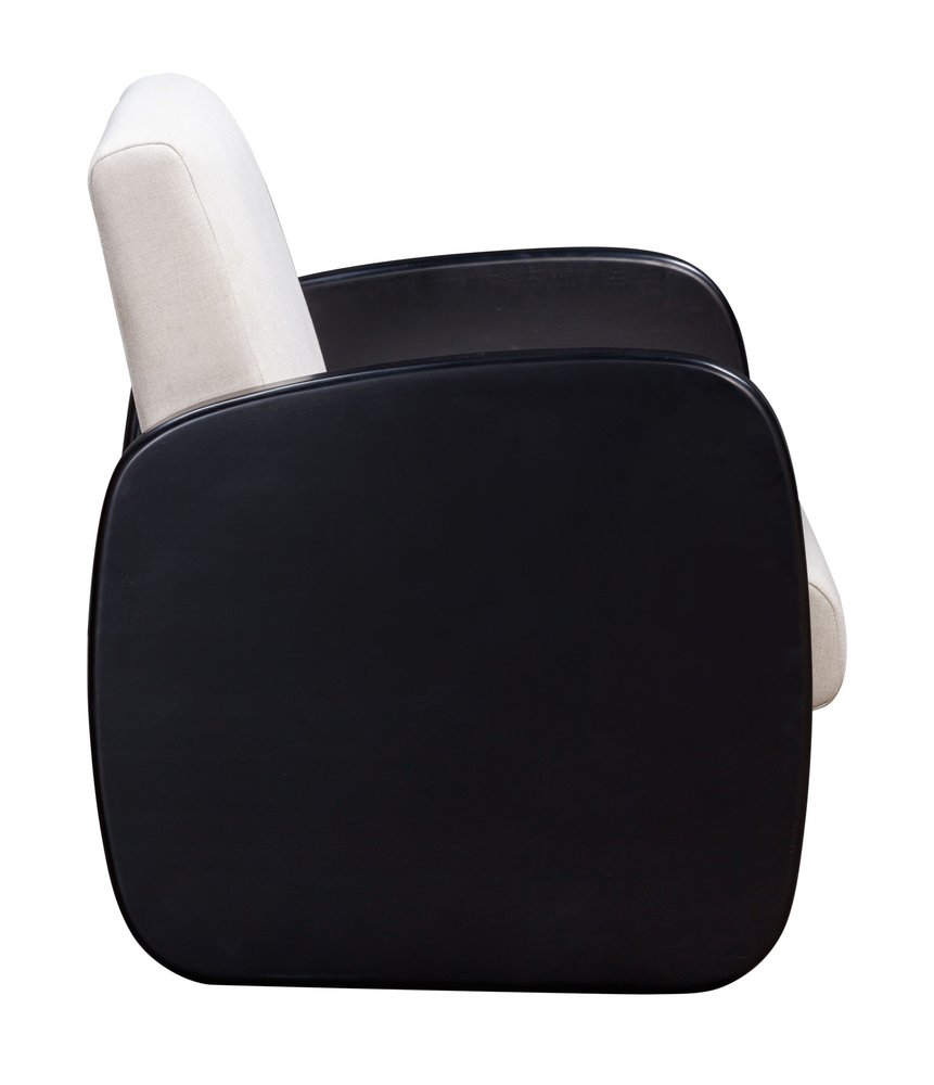 29" White And Black Linen Arm Chair HomeRoots