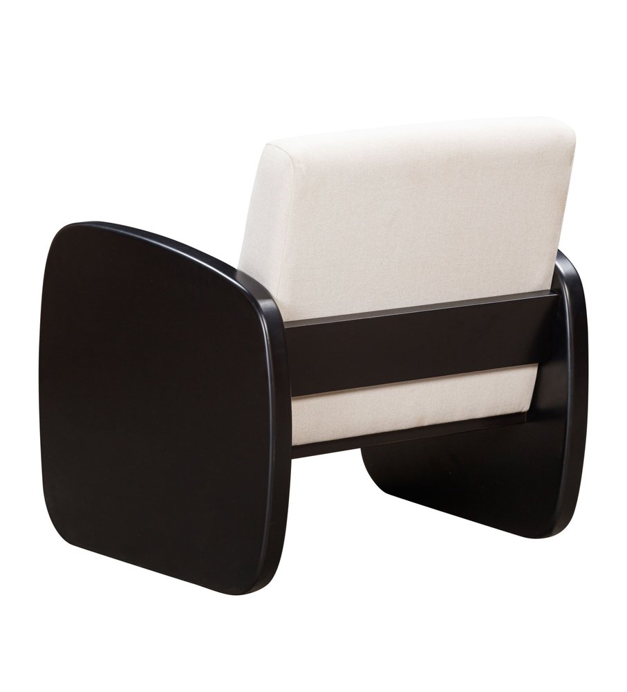29" White And Black Linen Arm Chair HomeRoots