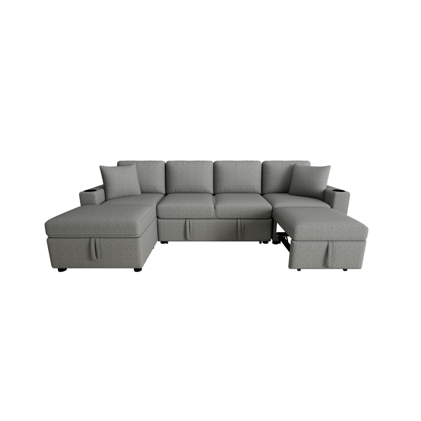 109.1' Sectional Sofa Convertible Pull-out Sofa Bed with Storage Ottoman Streamdale Furniture