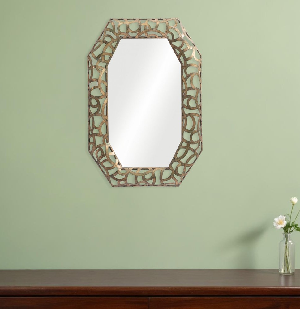 35" Bronze Octagonal Steel Framed Accent Mirror HomeRoots