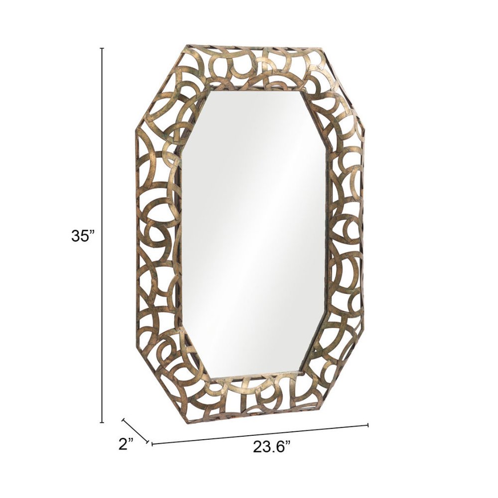 35" Bronze Octagonal Steel Framed Accent Mirror HomeRoots