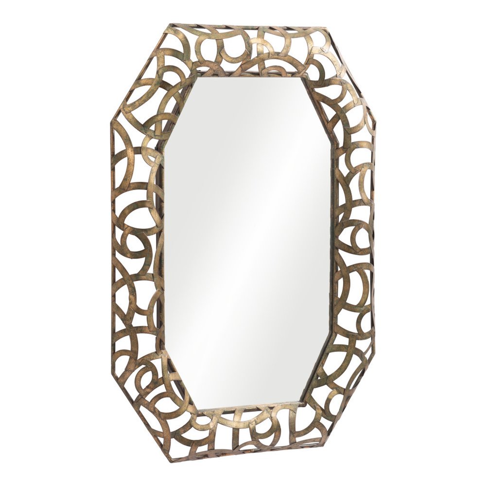 35" Bronze Octagonal Steel Framed Accent Mirror HomeRoots