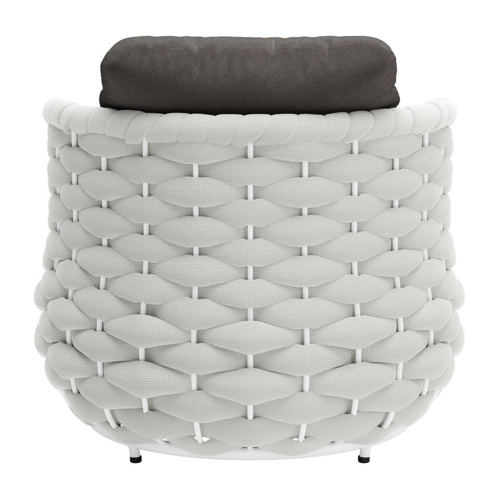 34" Gray And White Fabric Club Chair And Toss Pillow