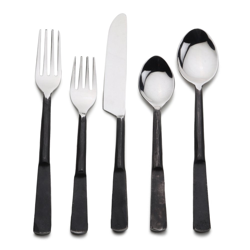 Matte Black Stainless Steel Twenty Piece Hand Forged Flatware Set HomeRoots