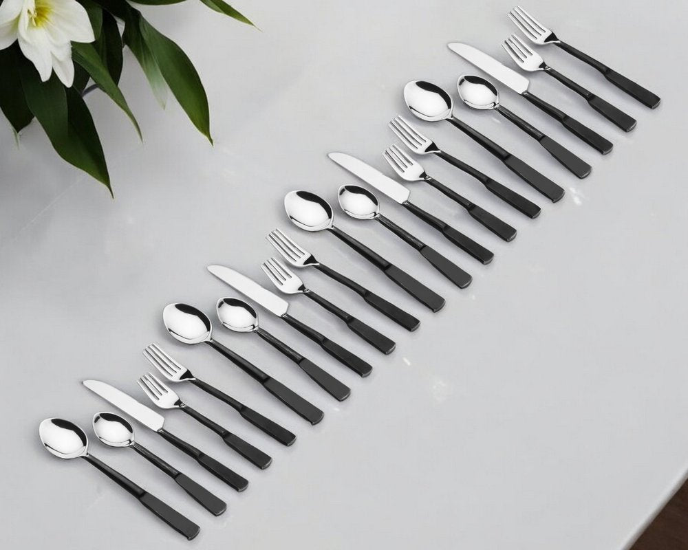 Matte Black Stainless Steel Twenty Piece Hand Forged Flatware Set HomeRoots