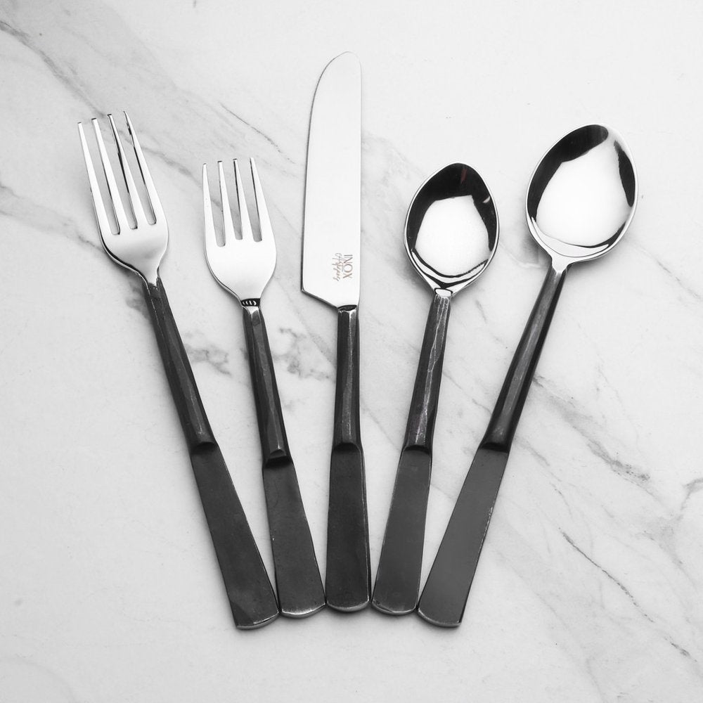 Matte Black Stainless Steel Twenty Piece Hand Forged Flatware Set HomeRoots