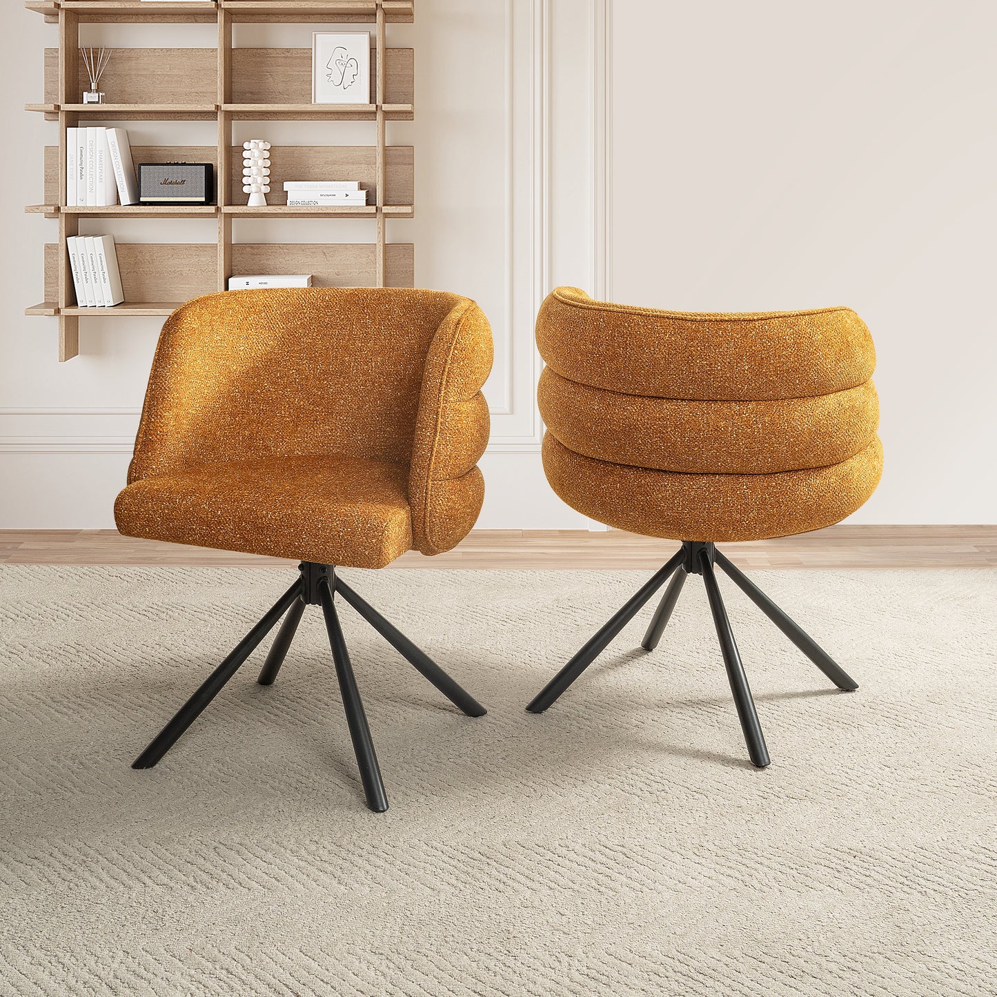 270° Swivel Home Office Desk Chairs Set of 2 Orange Streamdale Furniture