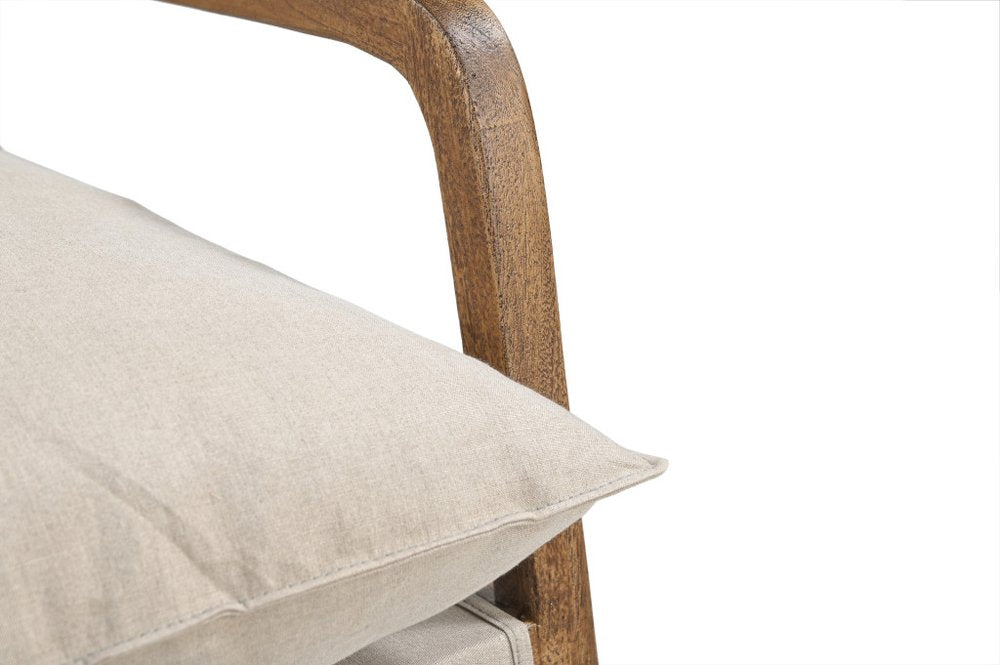 30" Beige And Natural Linen Arm Chair HomeRoots