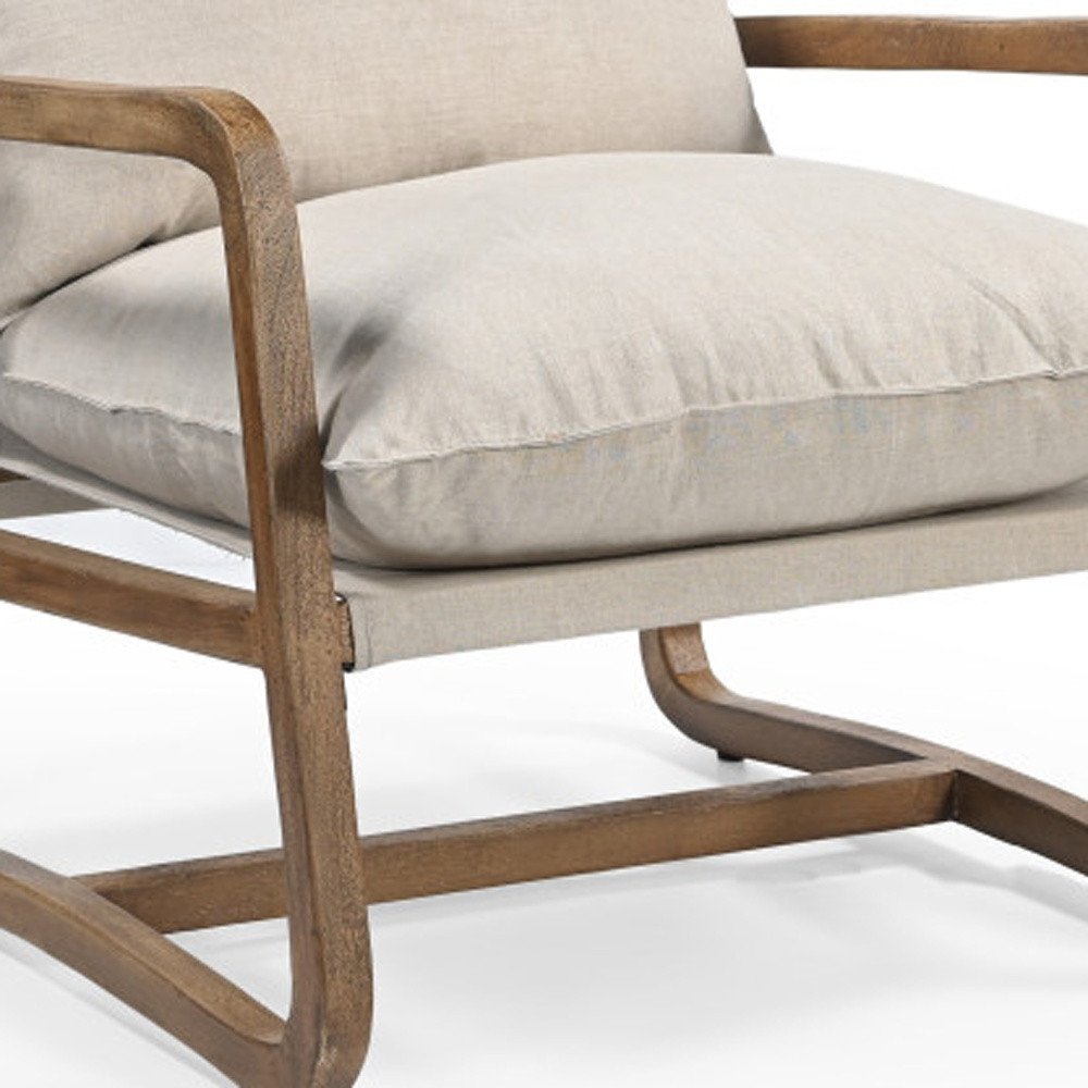 30" Beige And Natural Linen Arm Chair HomeRoots