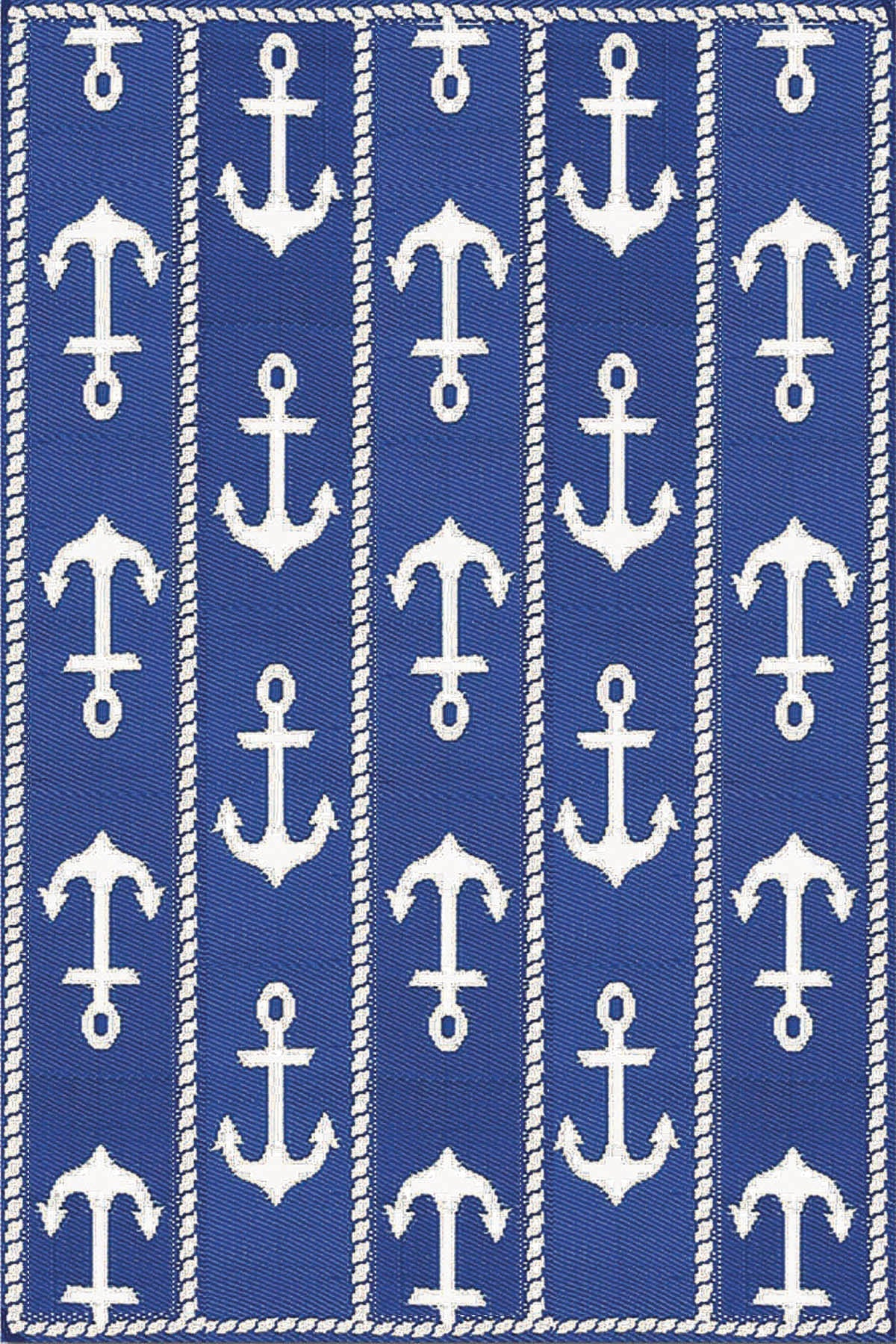 Anchor Blue & White Outdoor Mat / Rug - Fluent Trends