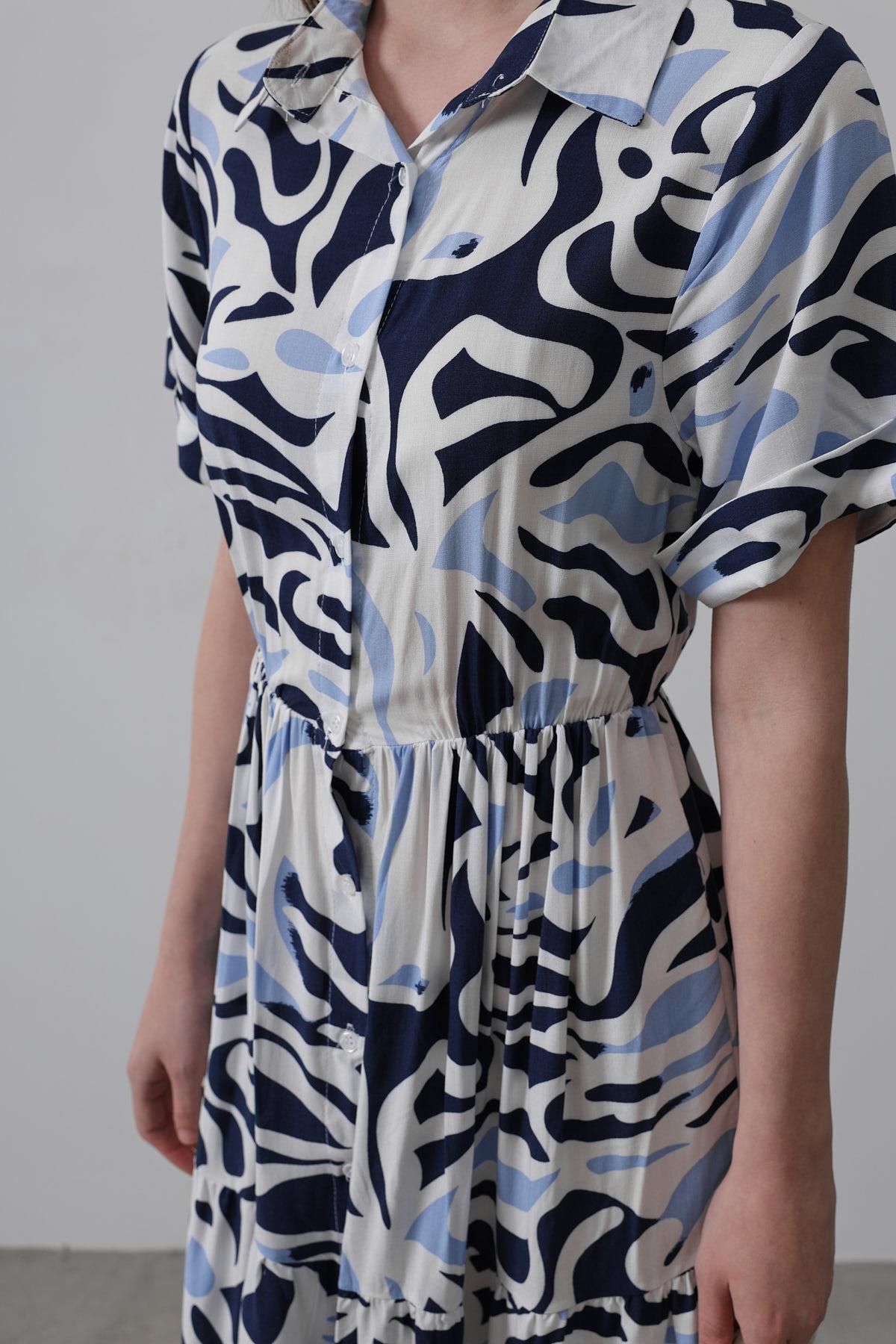 Rey Printed Dress — Multicolor Abstract Soléa