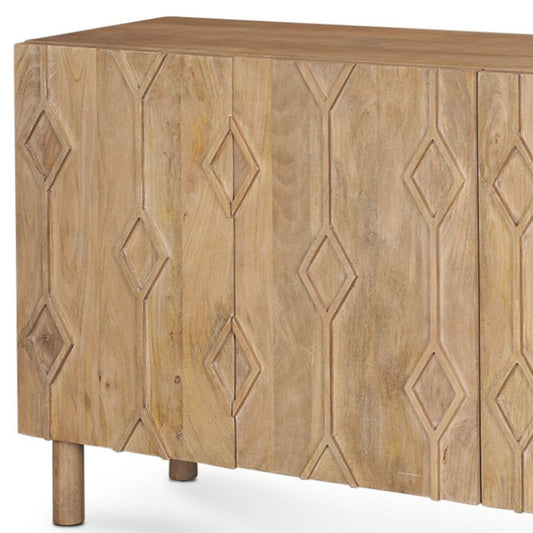 71" Solid Wood Geometric Sideboard Cabinet