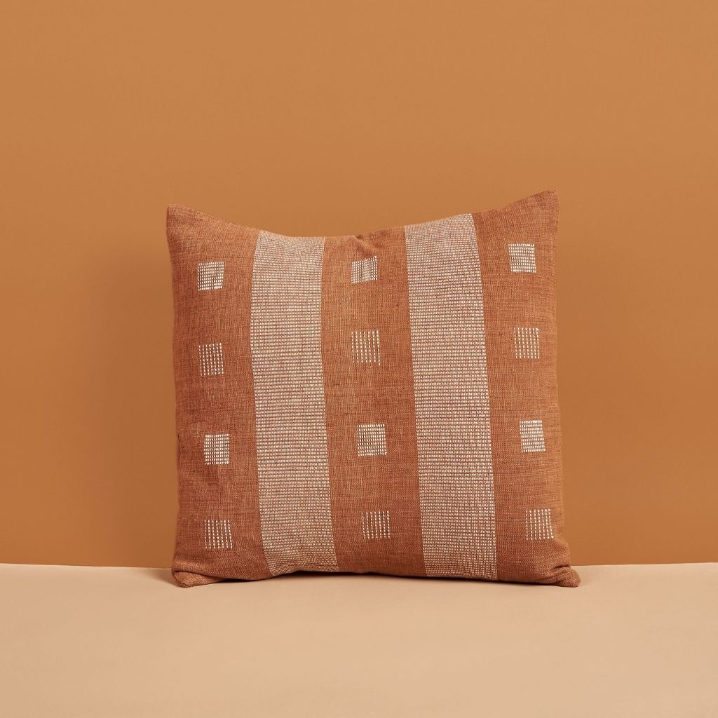 Chokor Nira Brown Organic Cotton Handloom Pillow - Fluent Trends